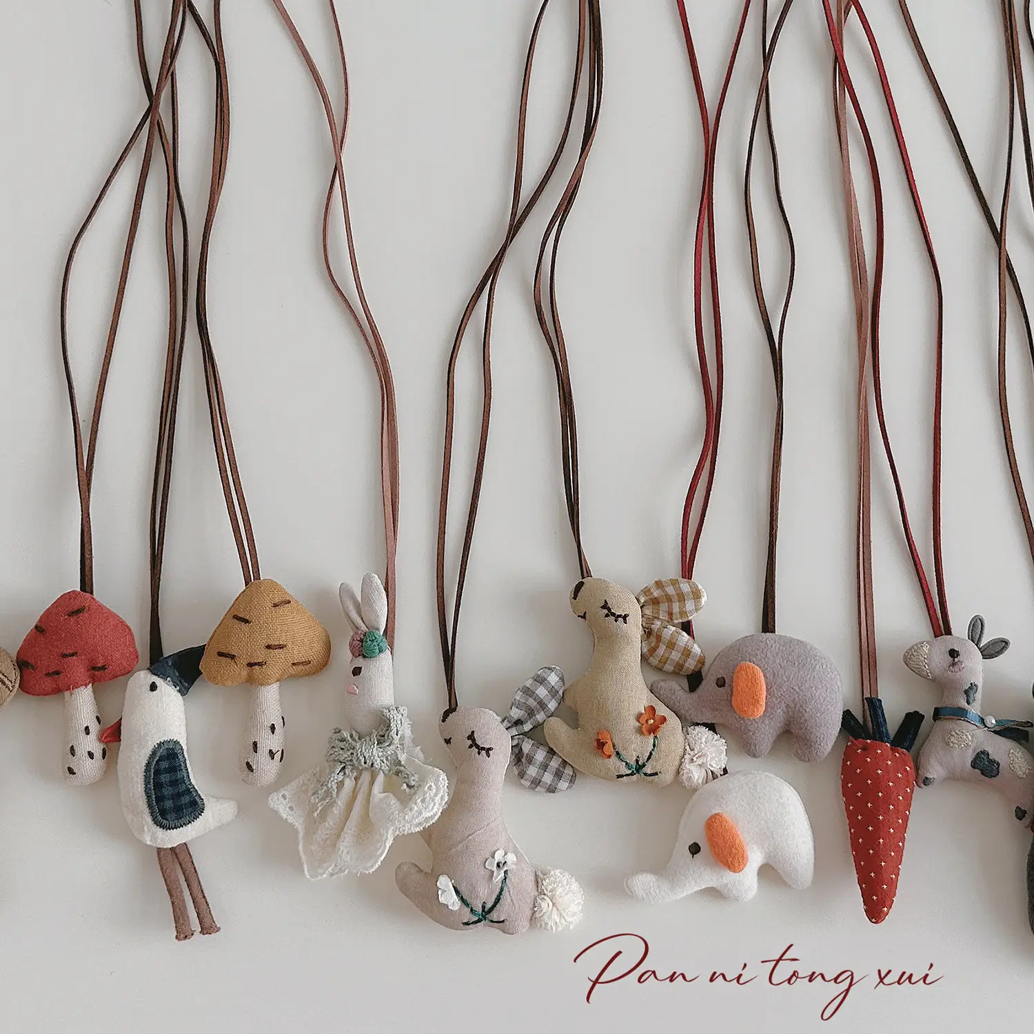 Cute Fabric Animal Pendant for Girls, 4cm High, Brown String - Image 41