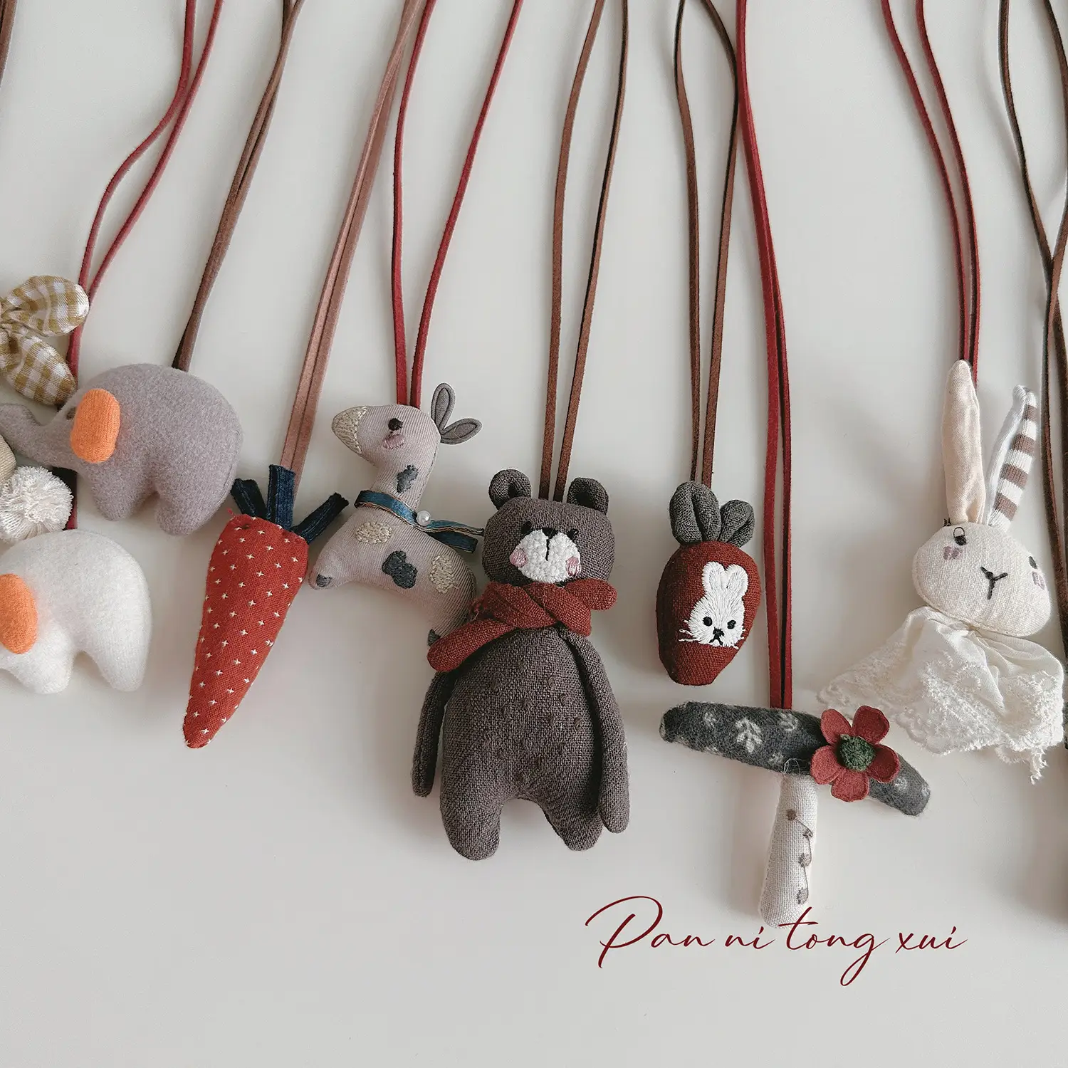 Cute Fabric Animal Pendant for Girls, 4cm High, Brown String - Image 42
