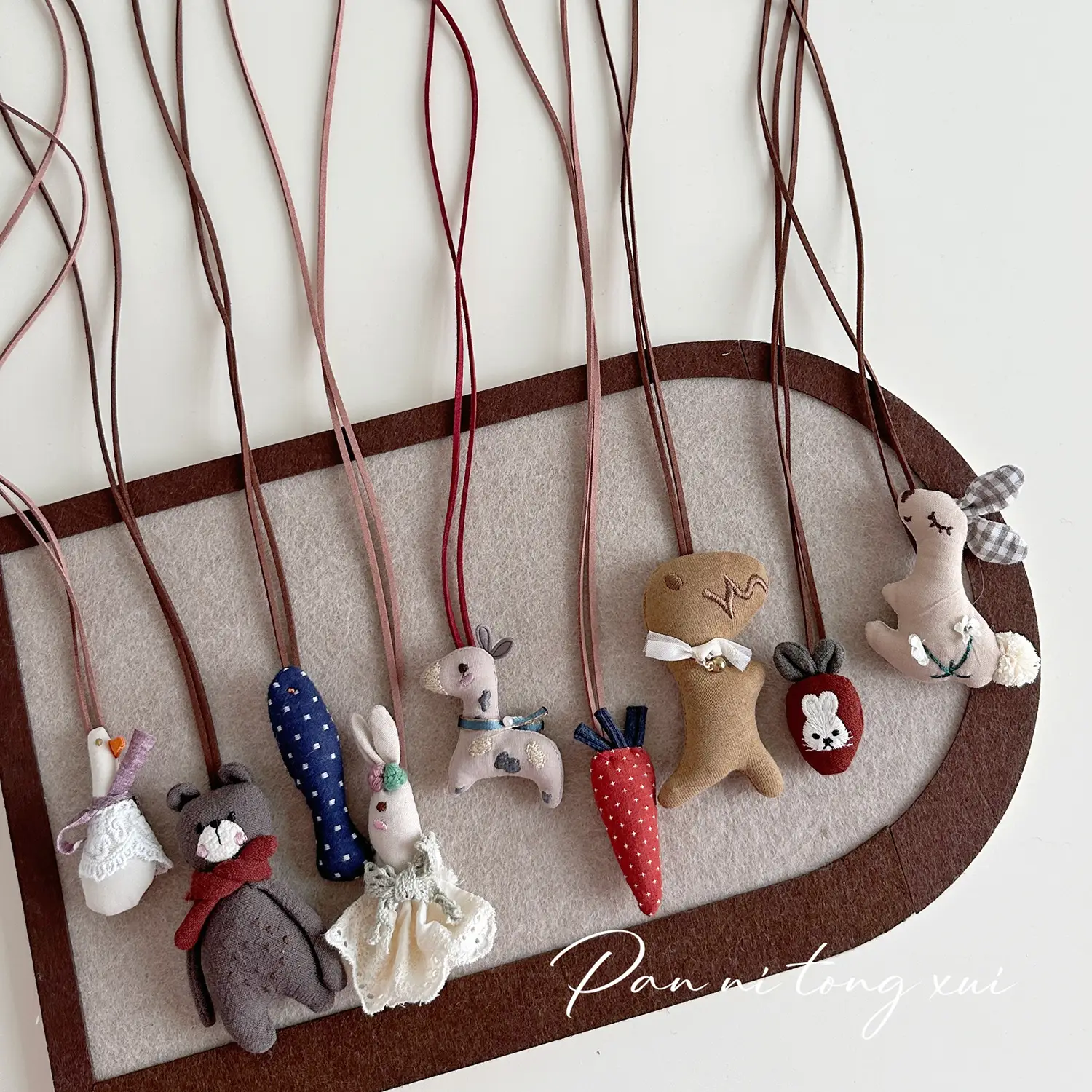 Cute Fabric Animal Pendant for Girls, 4cm High, Brown String — feature 16
