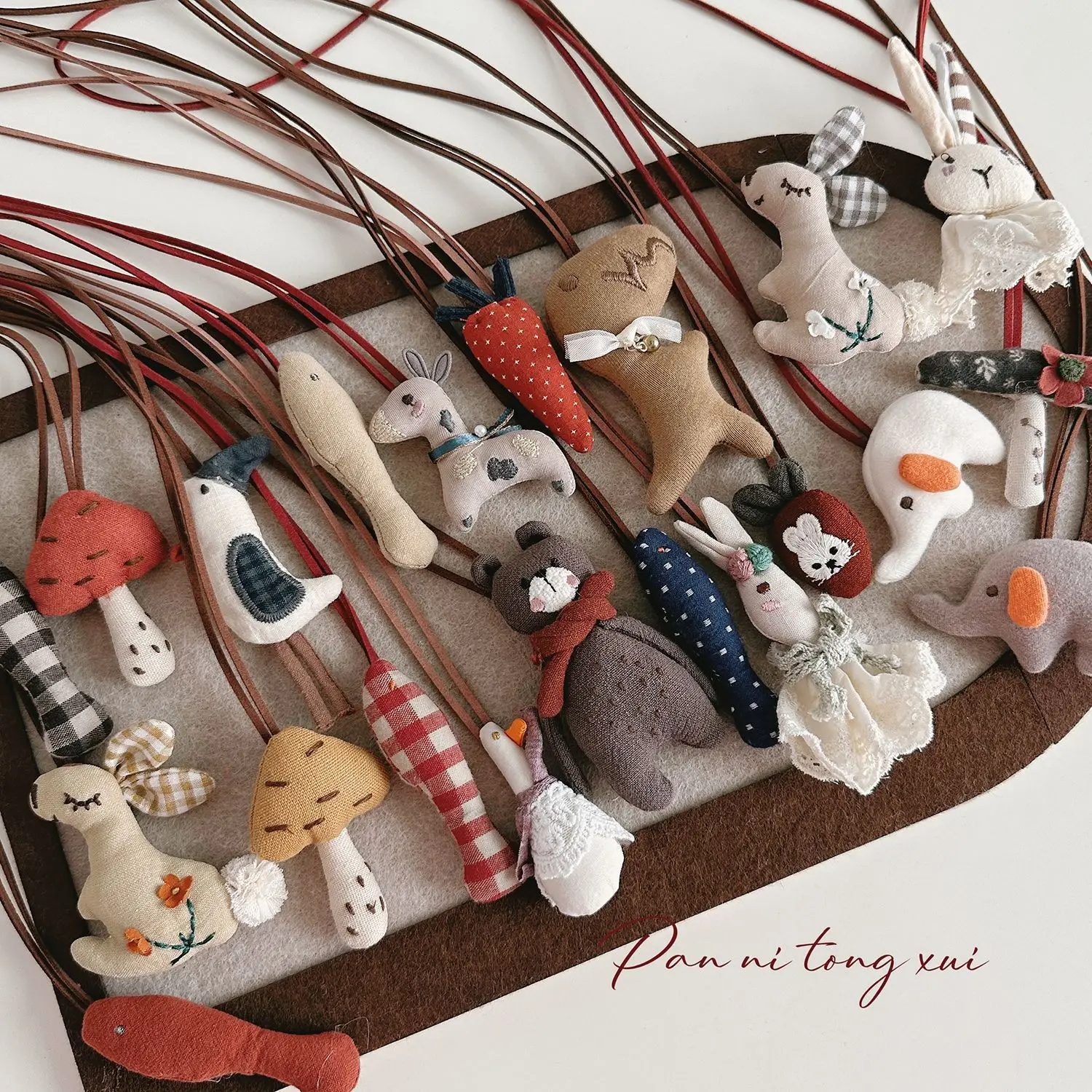 Cute Fabric Animal Pendant for Girls, 4cm High, Brown String — feature 18