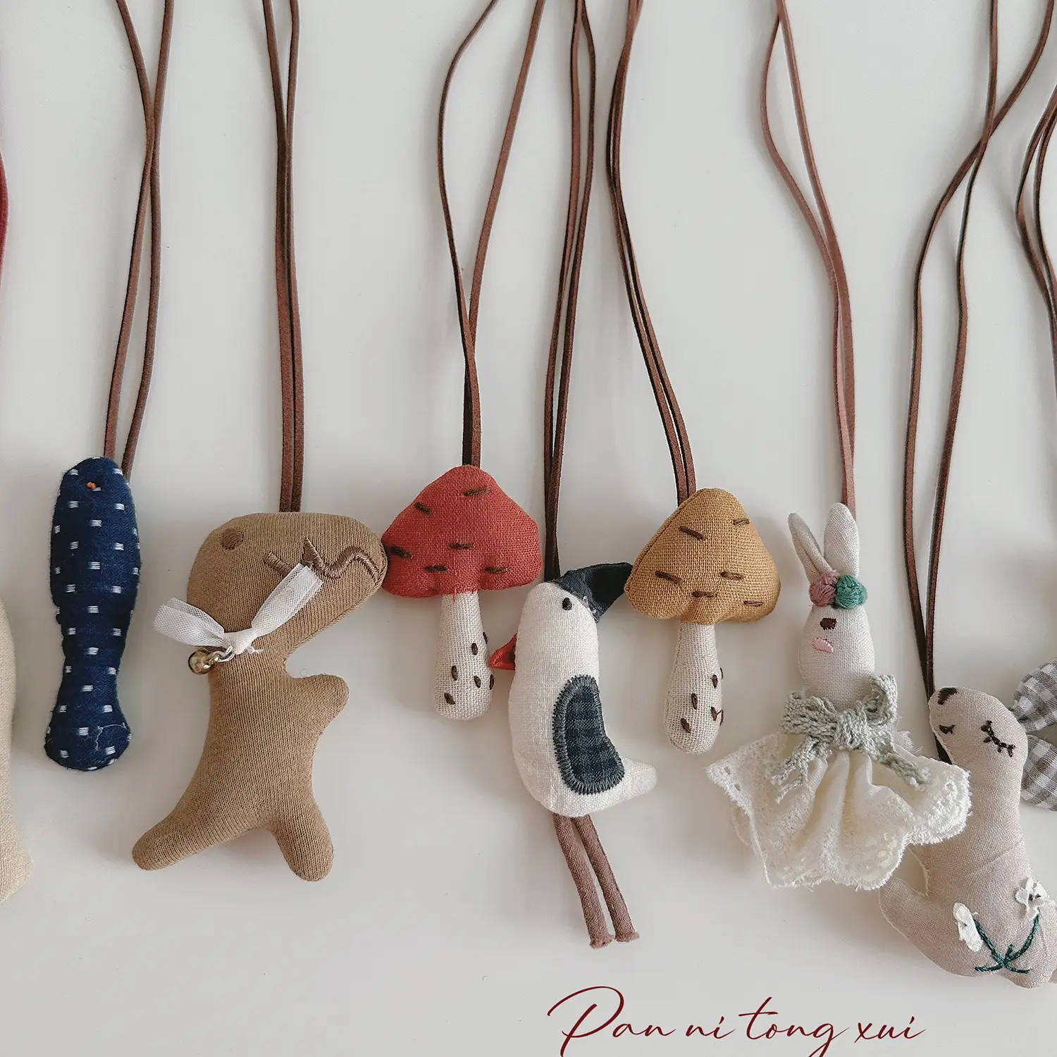 Cute Fabric Animal Pendant for Girls, 4cm High, Brown String — feature 24