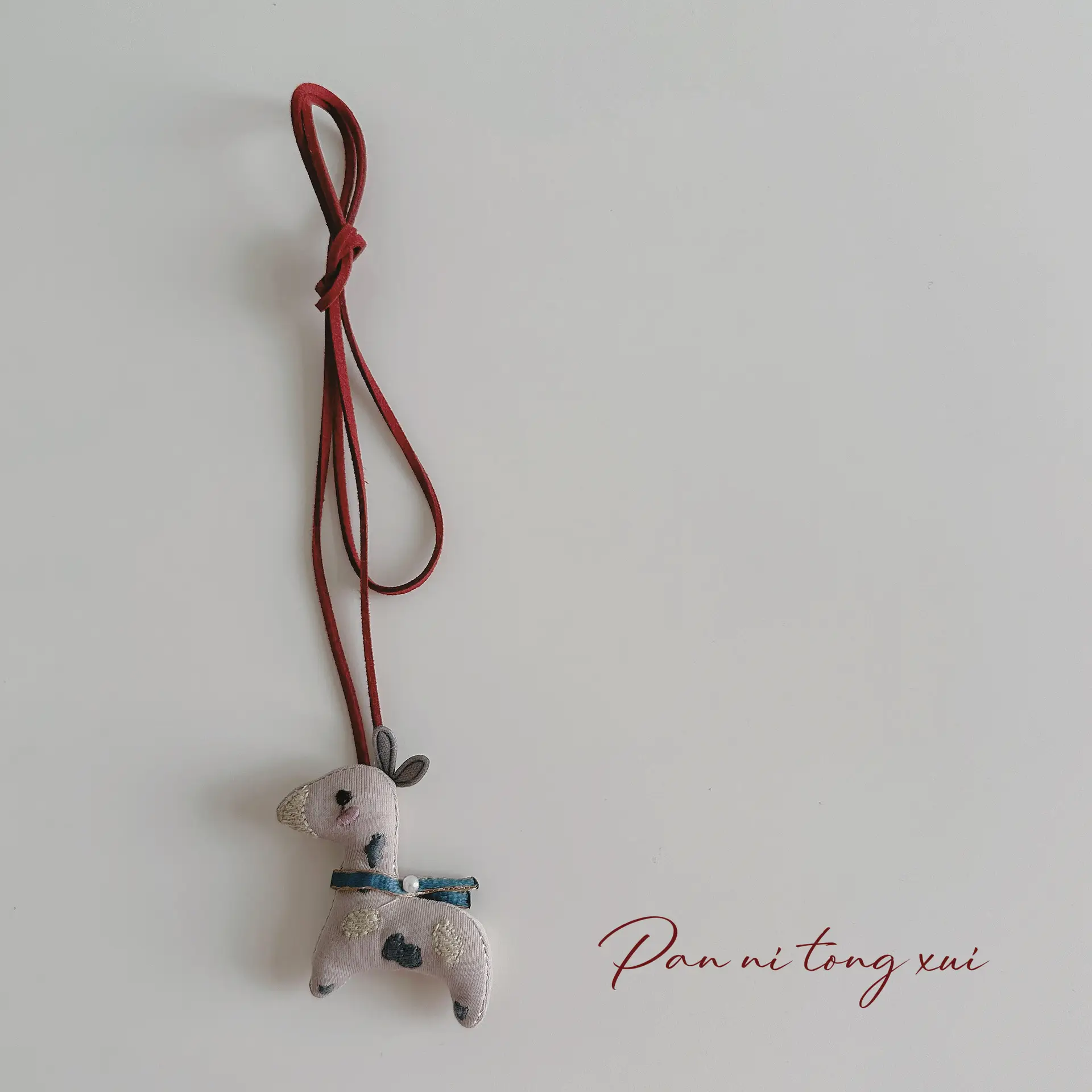 Cute Fabric Animal Pendant for Girls, 4cm High, Brown String - Image 6