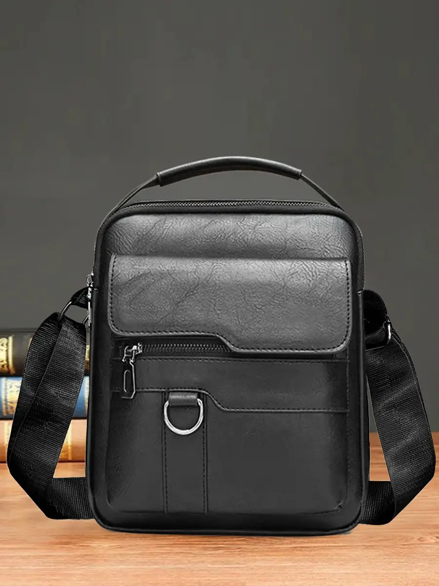 Men's Brown Leather Crossbody Shoulder Bag