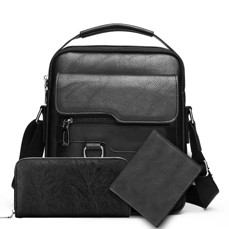 Men's Brown Leather Crossbody Shoulder Bag