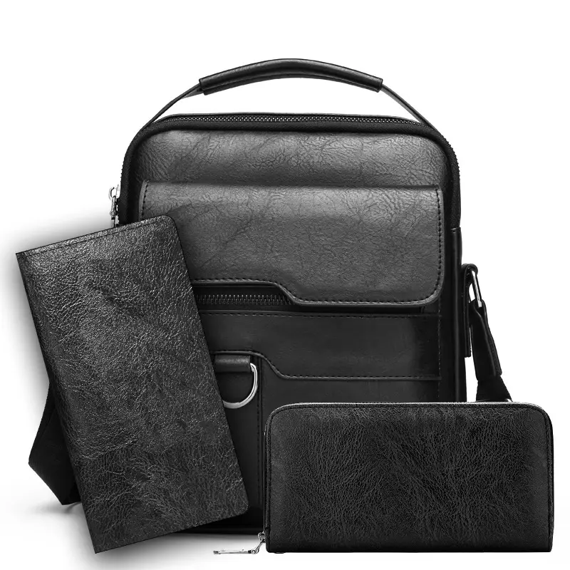 Men's Brown Leather Crossbody Shoulder Bag
