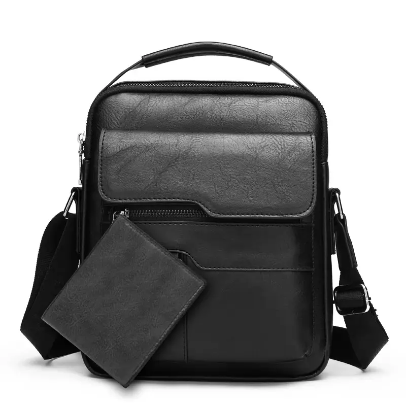 Men's Brown Leather Crossbody Shoulder Bag