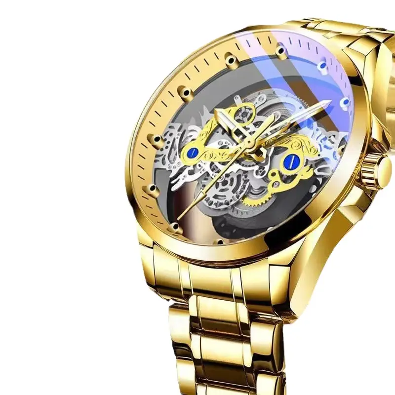 Men's Luxury Mechanical Watch with Red Leather Band - Image 6