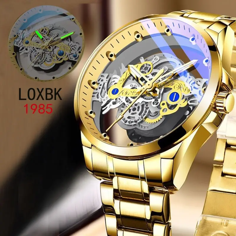 Men's Luxury Mechanical Watch with Red Leather Band — feature 6