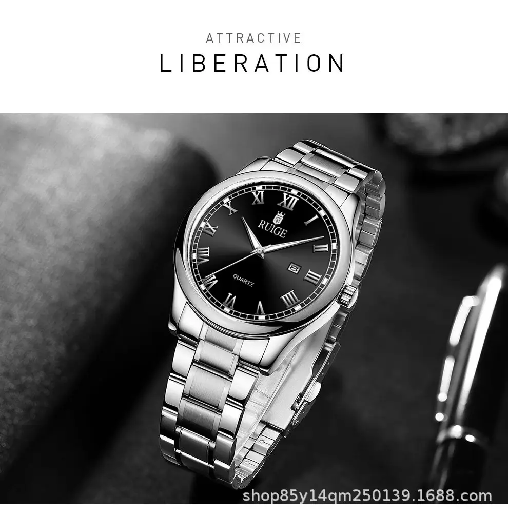 Ruige Stainless Steel Men's Quartz Watch with Calendar — feature 4