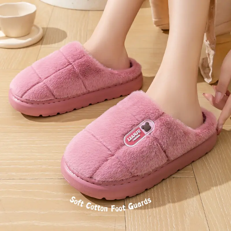 Large Size Cotton Slippers for Men for Winter Outdoor Wear 2026 New Style Indoor Home Thick-Soled Warm Non-Slip Plush Slippers for Men