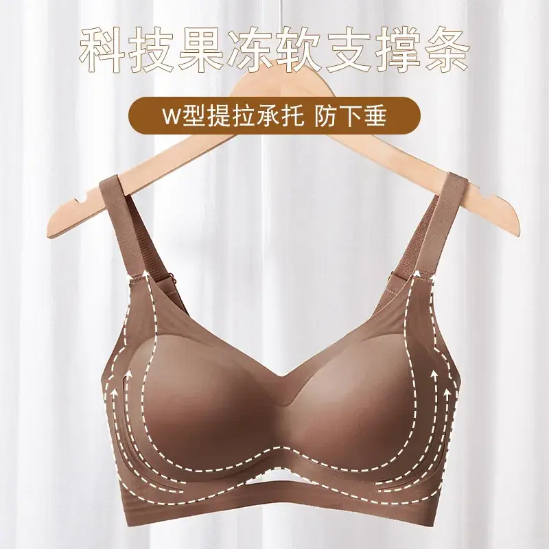 Women's Green Anti-Expansion Wire-Free Bra with Side Reduction