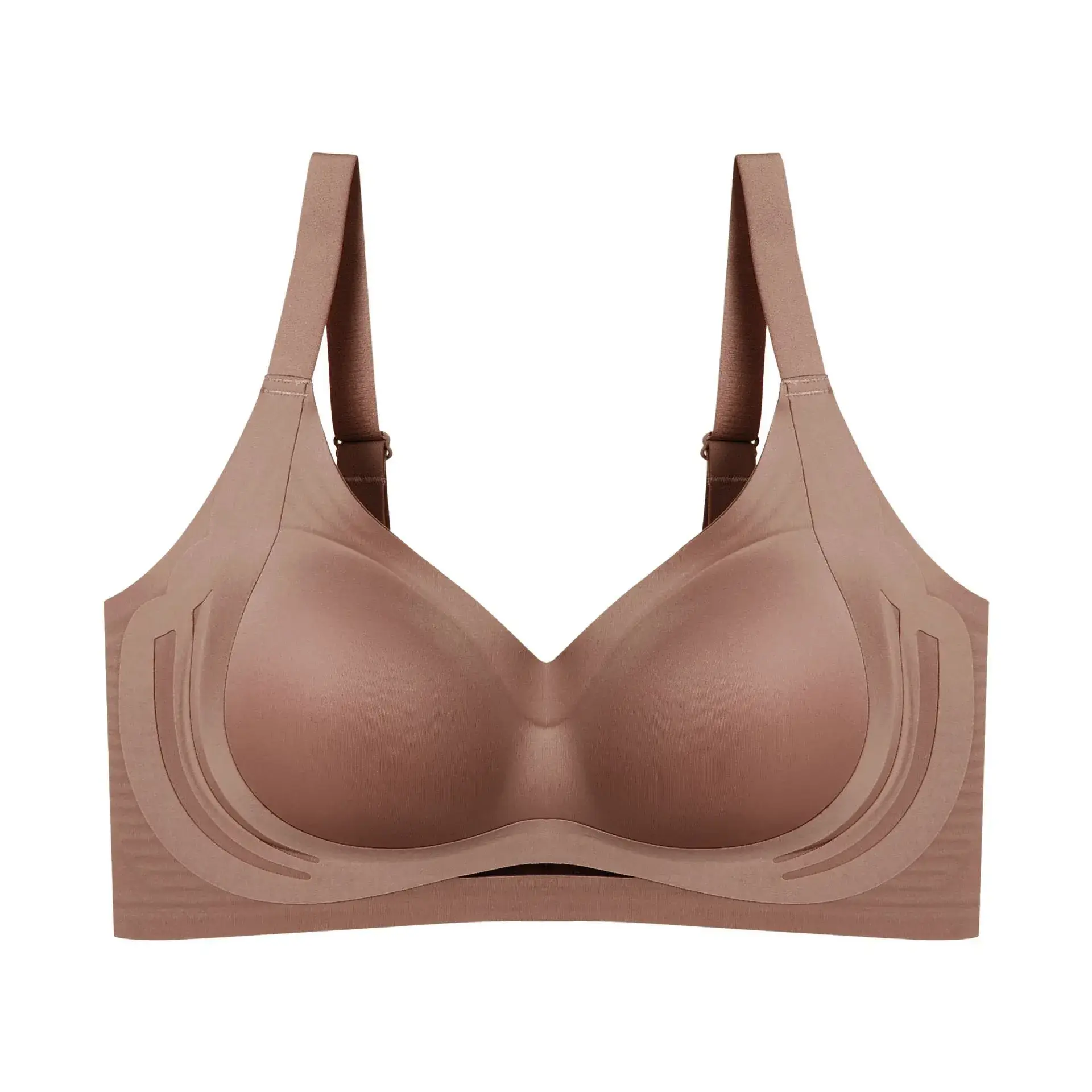 Women's Green Anti-Expansion Wire-Free Bra with Side Reduction