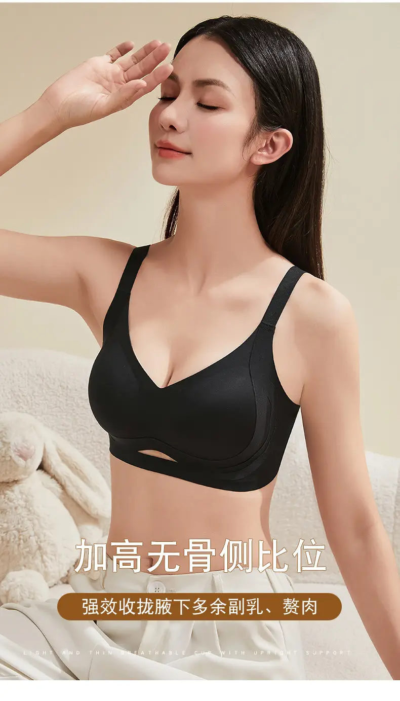 Women's Green Anti-Expansion Wire-Free Bra with Side Reduction — feature 12