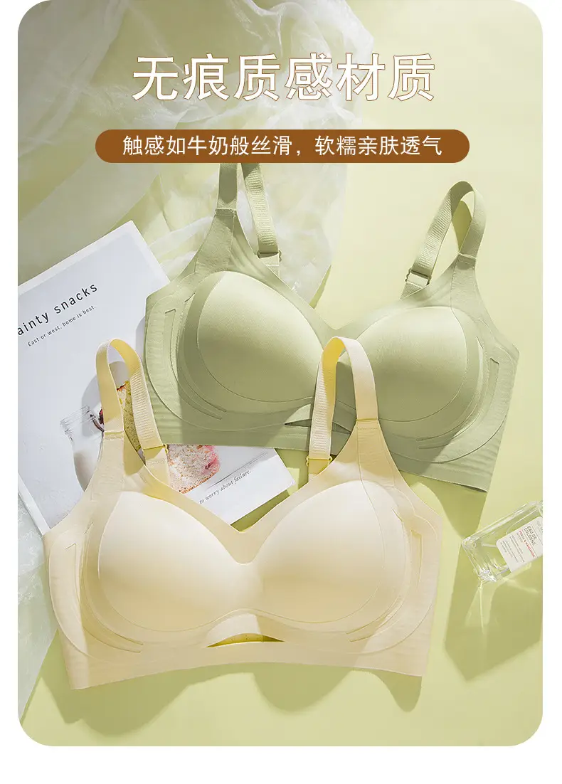 Women's Green Anti-Expansion Wire-Free Bra with Side Reduction — feature 7