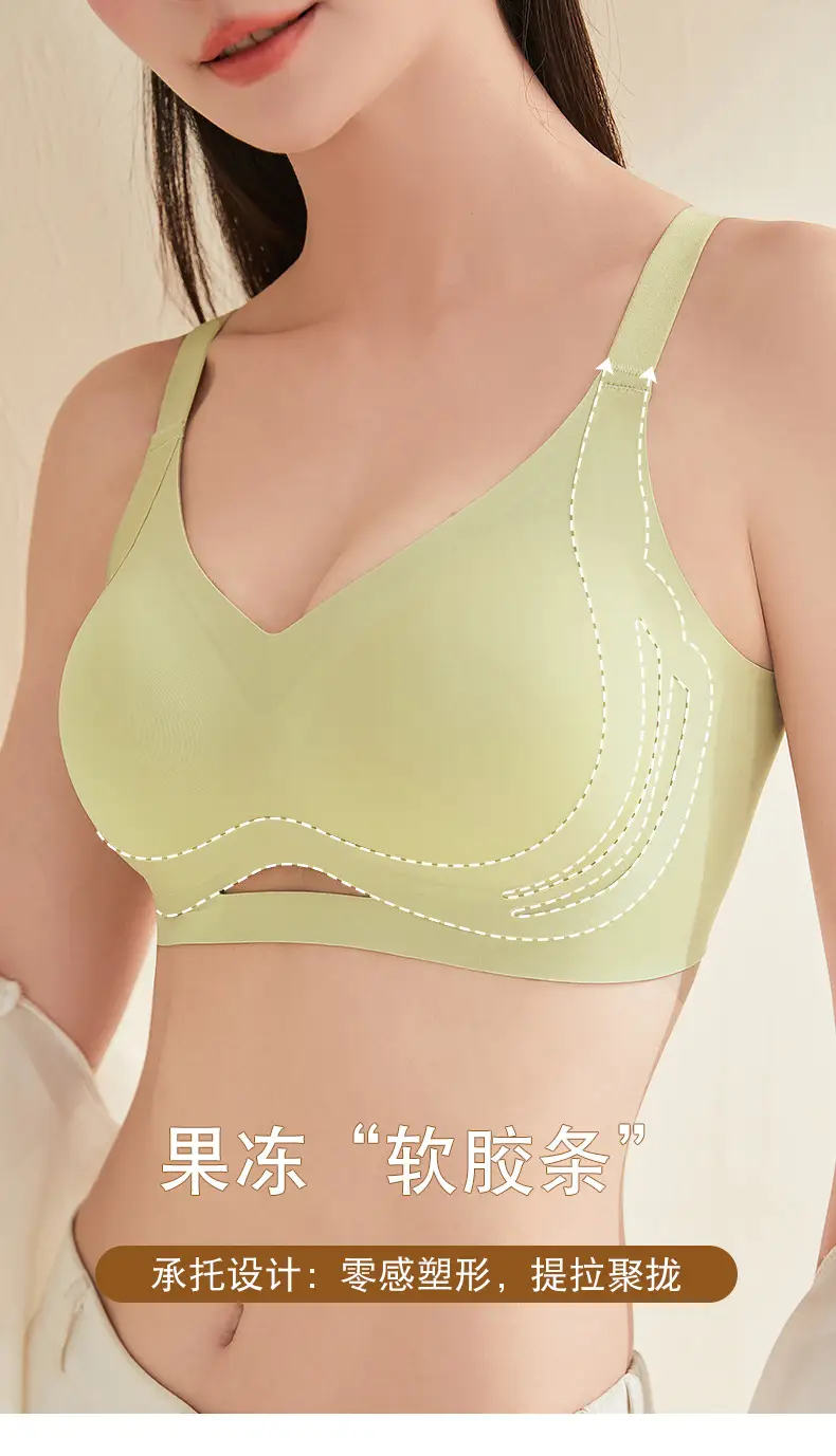 Women's Green Anti-Expansion Wire-Free Bra with Side Reduction — feature 8