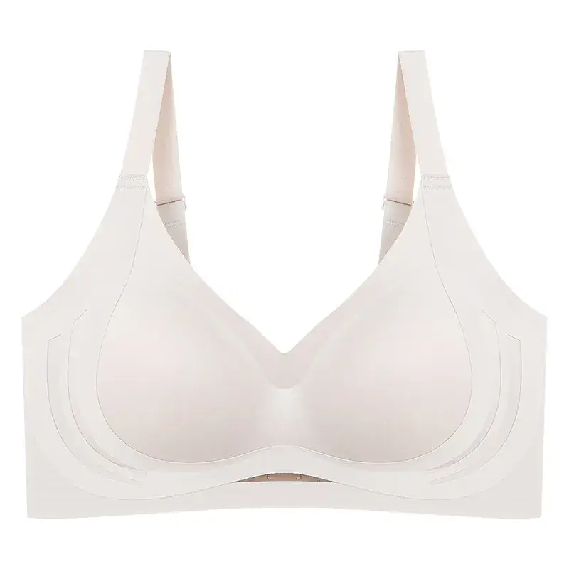 Women's Green Anti-Expansion Wire-Free Bra with Side Reduction