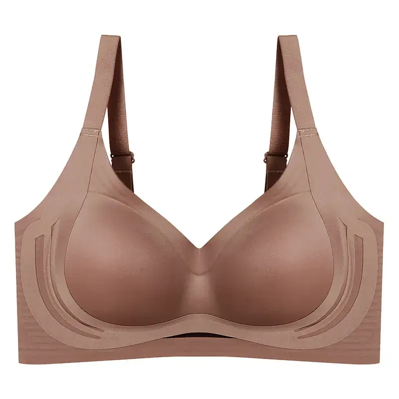 Women's Green Anti-Expansion Wire-Free Bra with Side Reduction