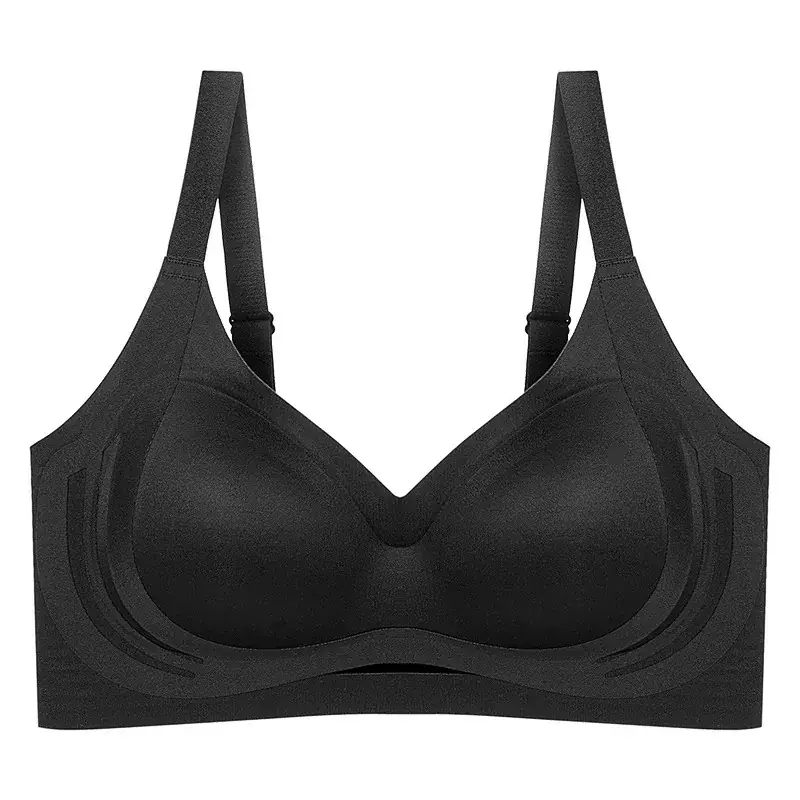 Women's Green Anti-Expansion Wire-Free Bra with Side Reduction