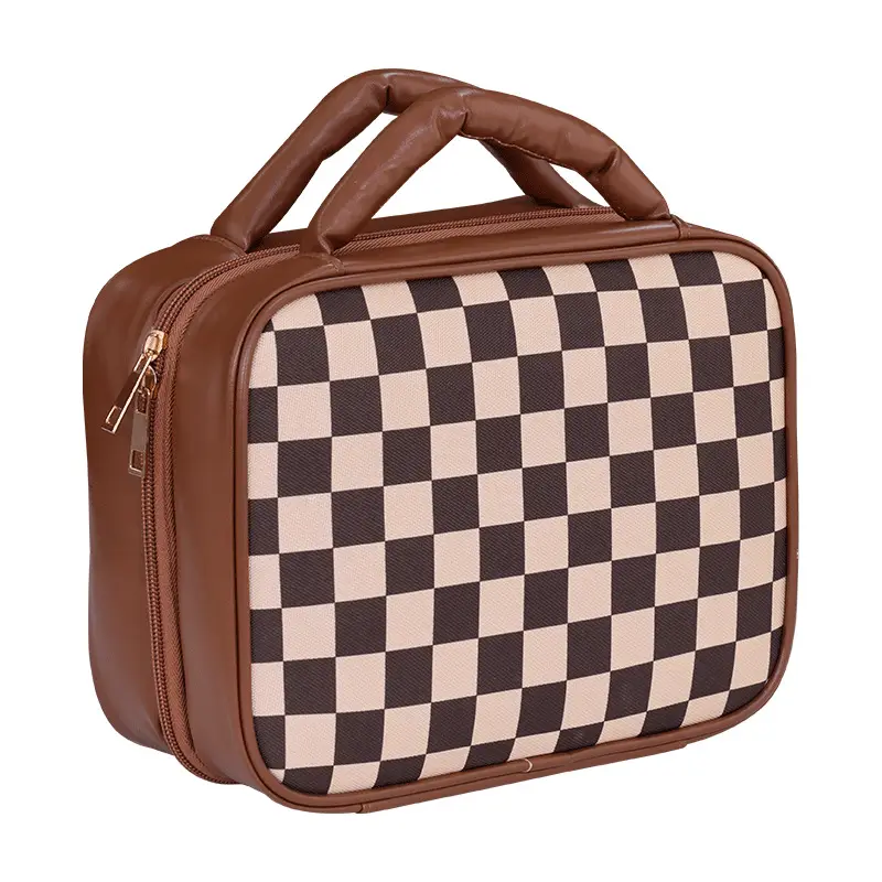 2024 New Checkered Cosmetic Bag Large Capacity Travel Wash Bag