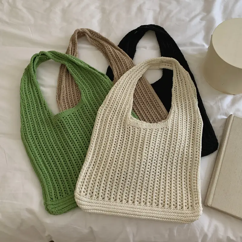 Woven Korean Style Lazy Style Portable Knitted Shoulder Bag Solid Color - Image 9