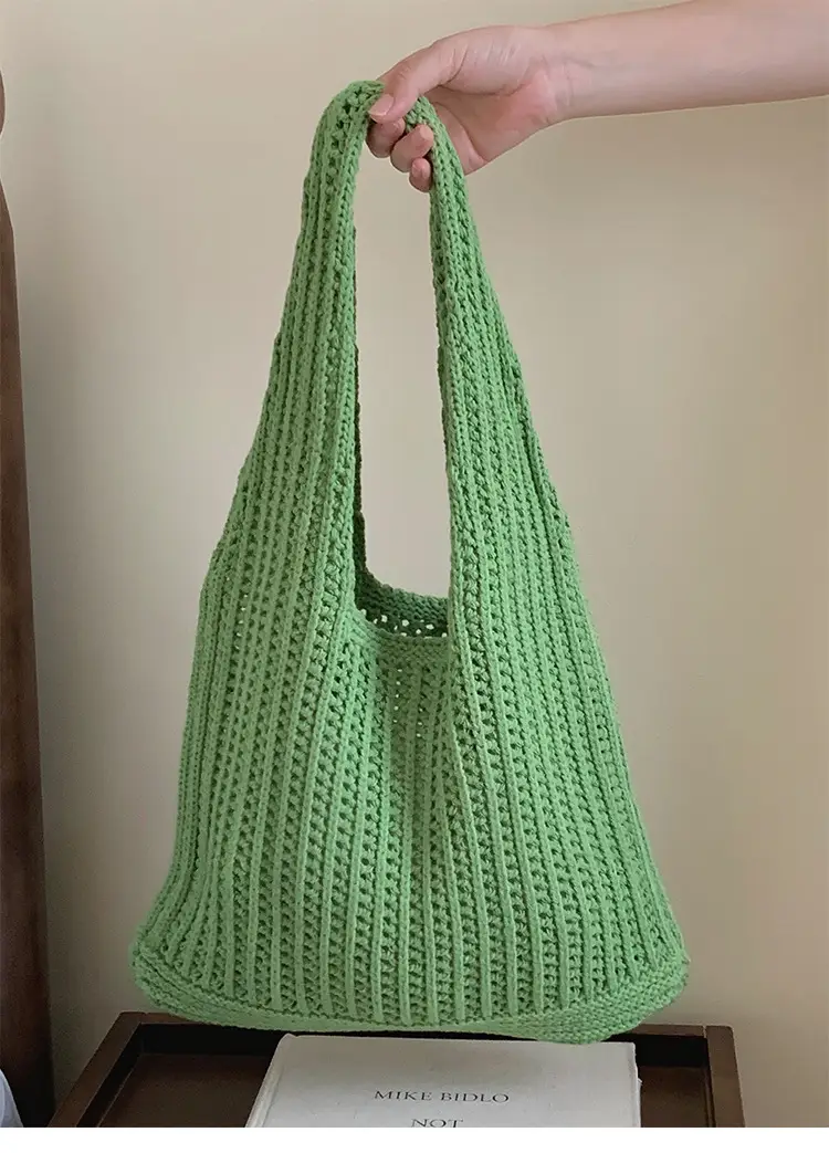Woven Korean Style Lazy Style Portable Knitted Shoulder Bag Solid Color — feature 14