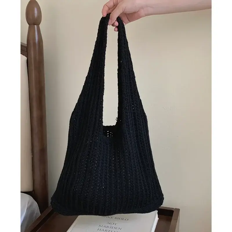 Woven Korean Style Lazy Style Portable Knitted Shoulder Bag Solid Color - Image 4
