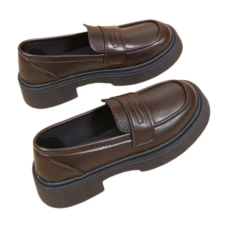 Women's Brown Leather Loafers 2024 Autumn - Image 7