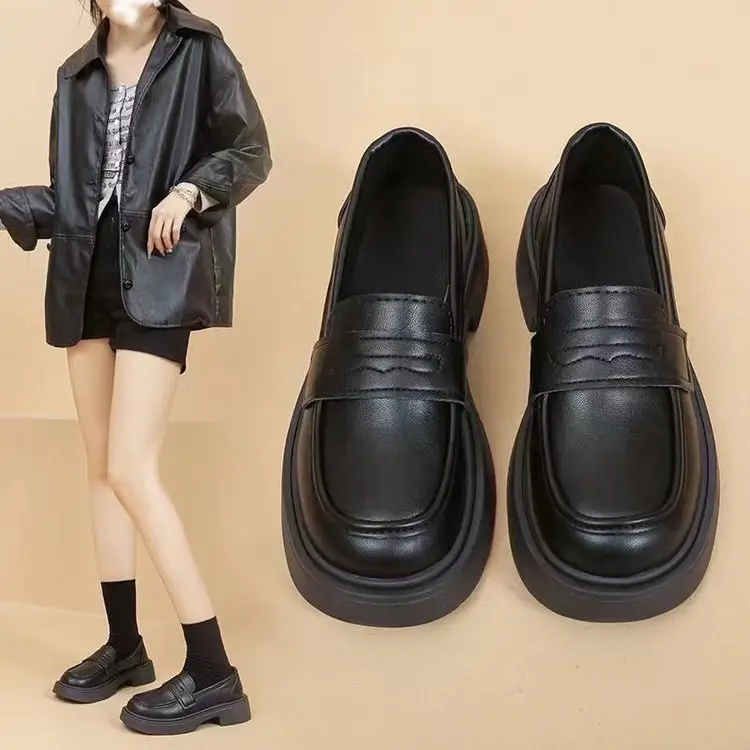 Women's Brown Leather Loafers 2024 Autumn — feature 1