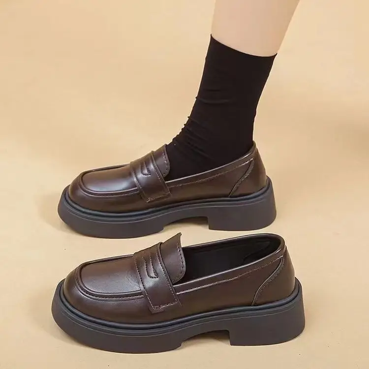 Women's Brown Leather Loafers 2024 Autumn — feature 3