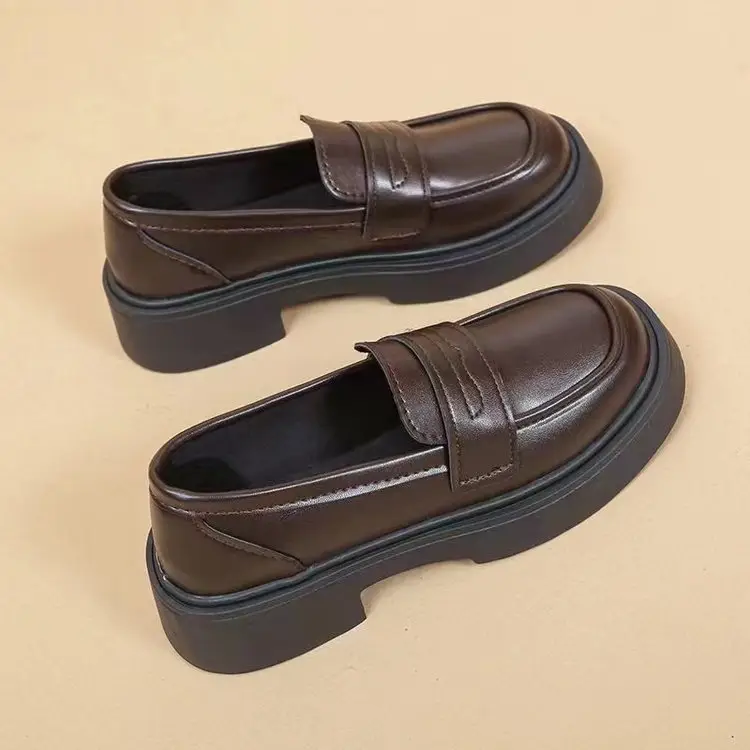 Women's Brown Leather Loafers 2024 Autumn — feature 8