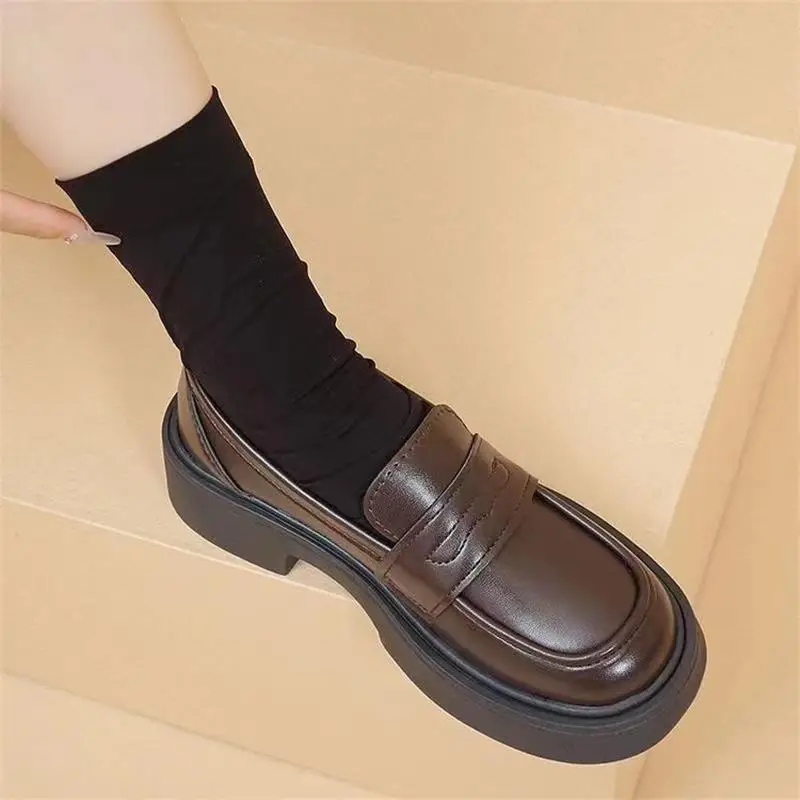 Women's Brown Leather Loafers 2024 Autumn - Image 2