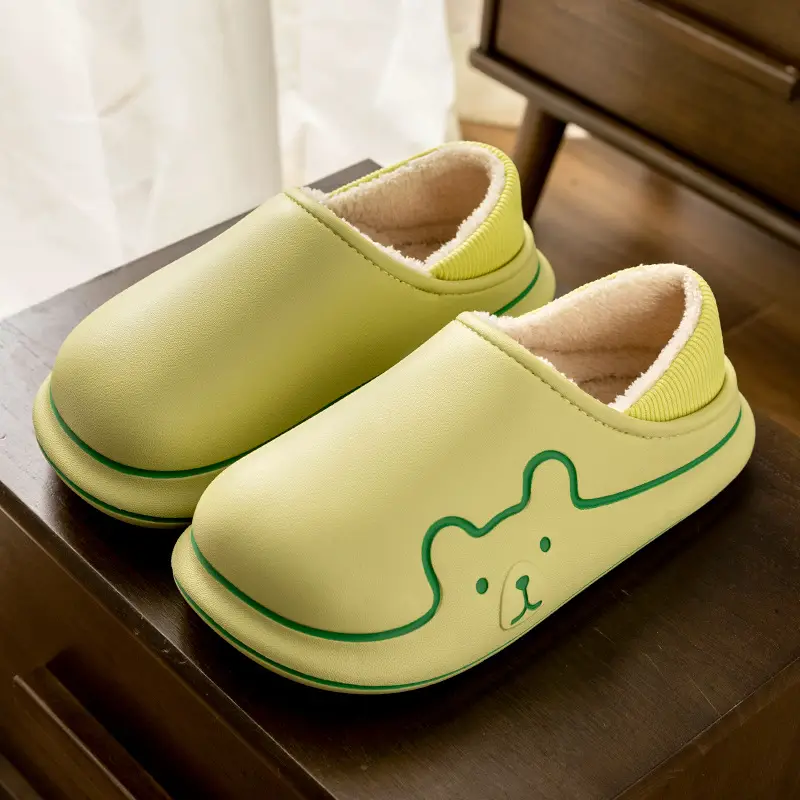 Waterproof Warm Eva Cotton Slippers Winter Men's Home 2024 New Non-slip Couple Wear Plush Cotton Slippers for Women