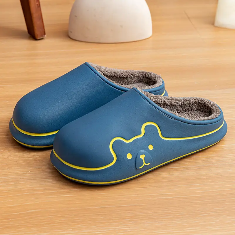 Waterproof Warm Eva Cotton Slippers Winter Men's Home 2024 New Non-slip Couple Wear Plush Cotton Slippers for Women