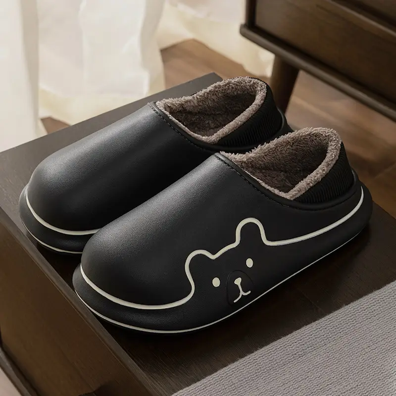 Waterproof Warm Eva Cotton Slippers Winter Men's Home 2024 New Non-slip Couple Wear Plush Cotton Slippers for Women