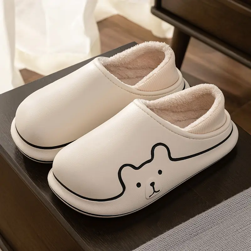 Waterproof Warm Eva Cotton Slippers Winter Men's Home 2024 New Non-slip Couple Wear Plush Cotton Slippers for Women