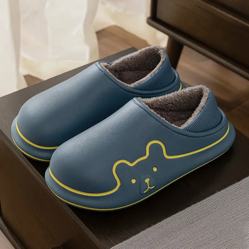 Waterproof Warm Eva Cotton Slippers Winter Men's Home 2024 New Non-slip Couple Wear Plush Cotton Slippers for Women