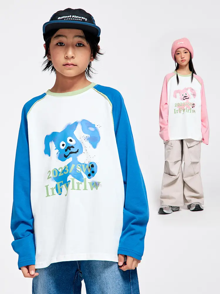 Kids Raglan Sleeve T-Shirt Pink White 2023 Print - Image 3