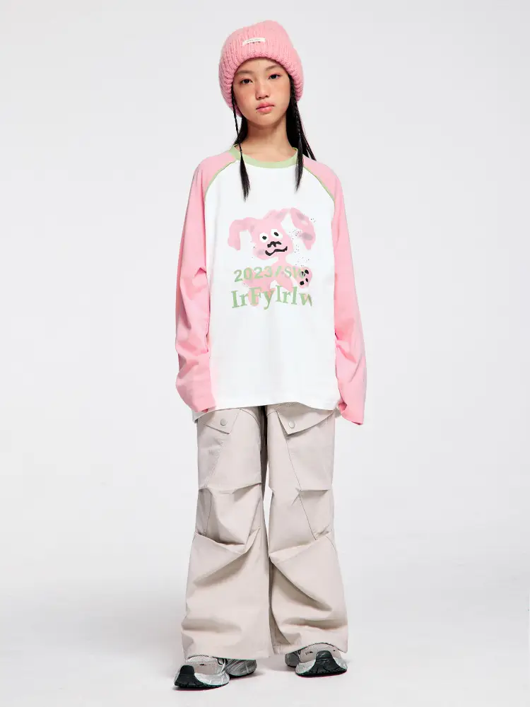 Kids Raglan Sleeve T-Shirt Pink White 2023 Print - Image 5