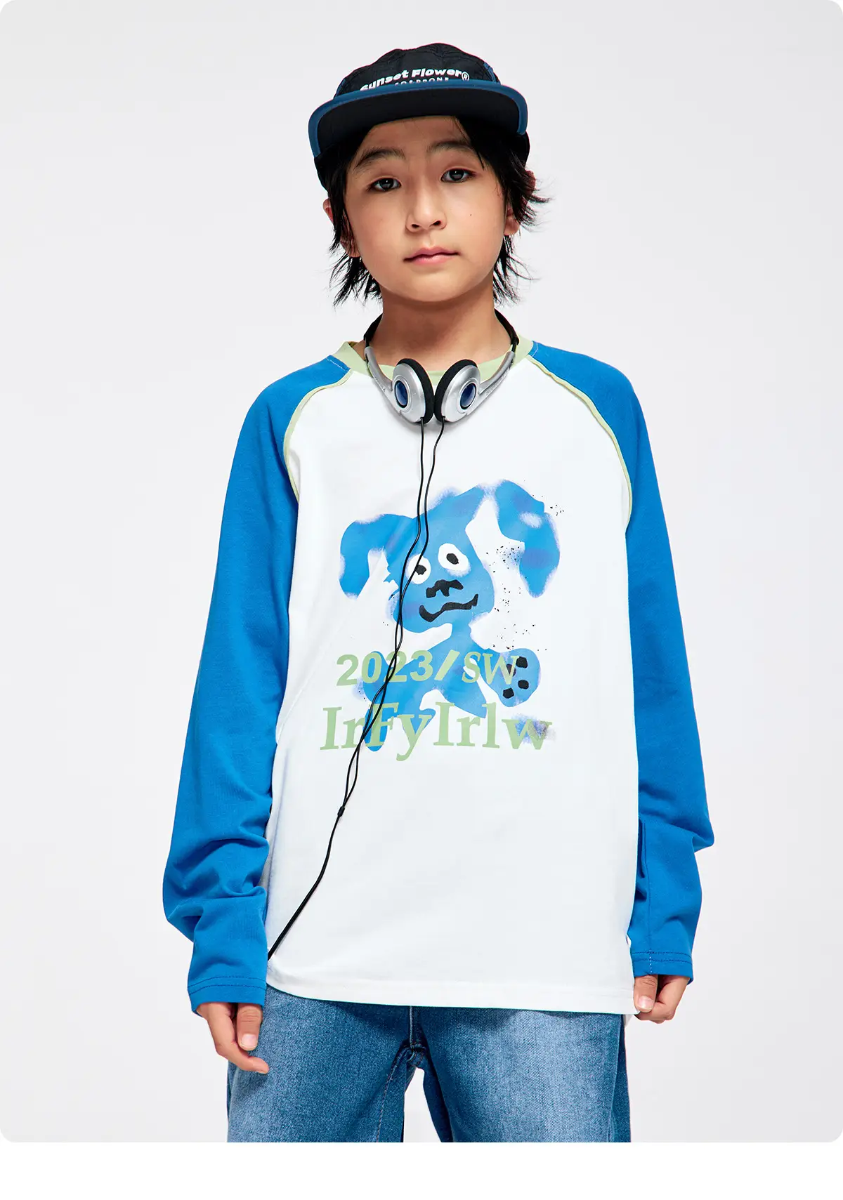 Kids Raglan Sleeve T-Shirt Pink White 2023 Print — feature 15