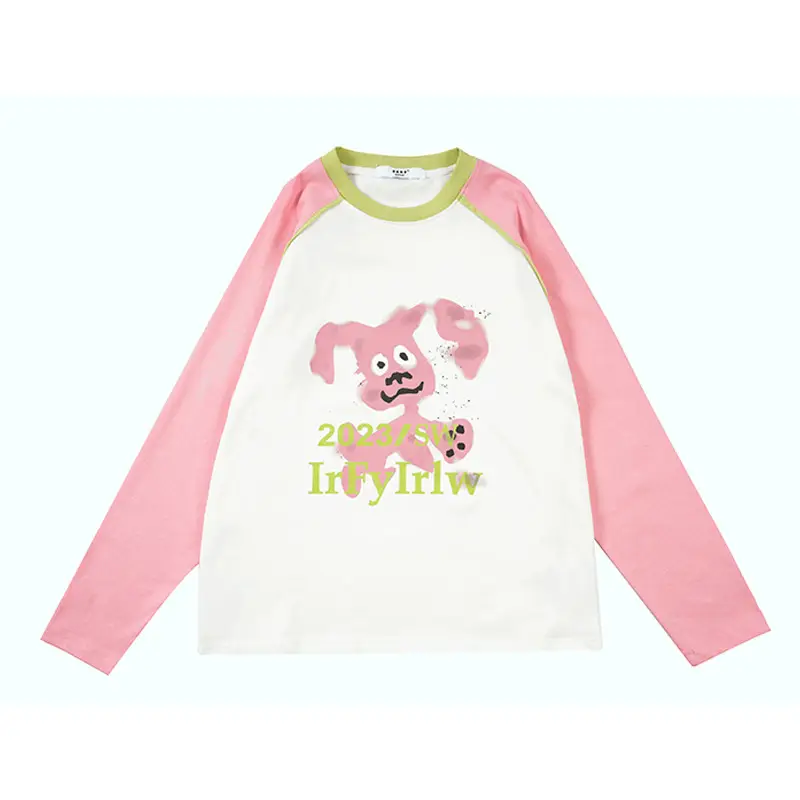 Kids Raglan Sleeve T-Shirt Pink White 2023 Print - Image 2