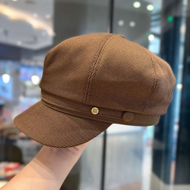 Women's K-Style Octagonal Hat Brown 2024 - Image 3