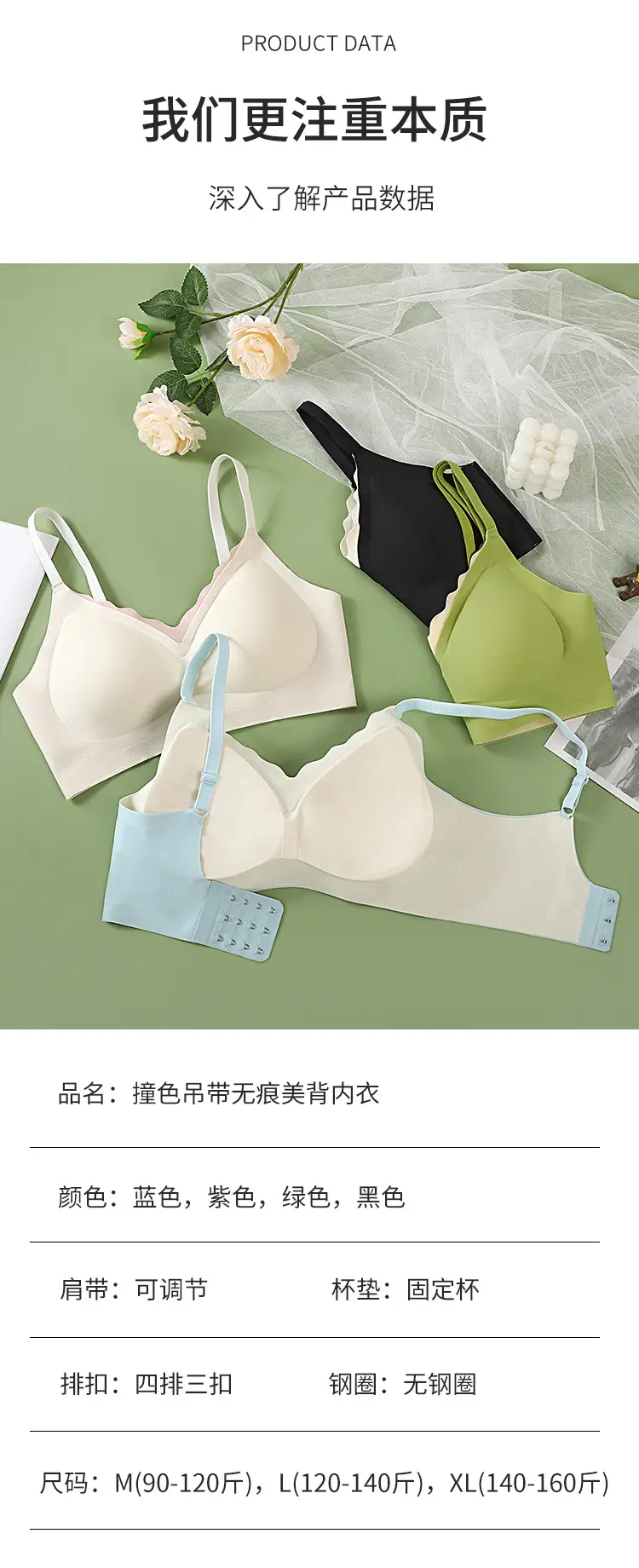Women's Small Chest Gathering Traceless Bra — feature 11
