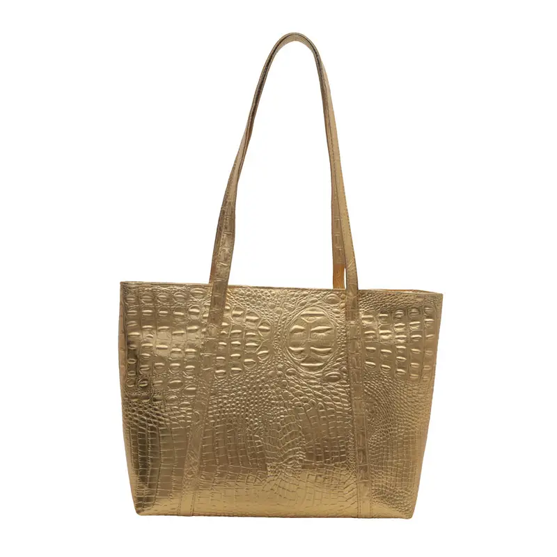 Black Textured Croc Leather Shoulder Bag for Women - Image 7