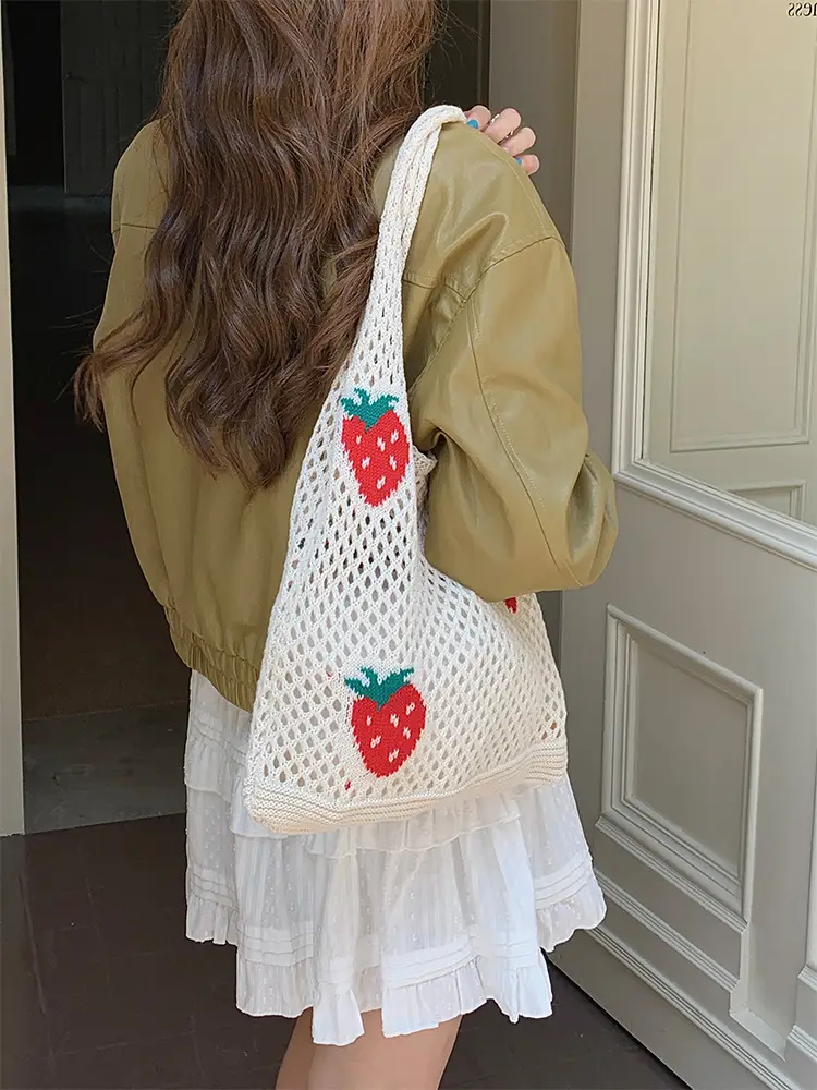 Women's Knitted Flower Shoulder Bag Large Capacity — feature 10