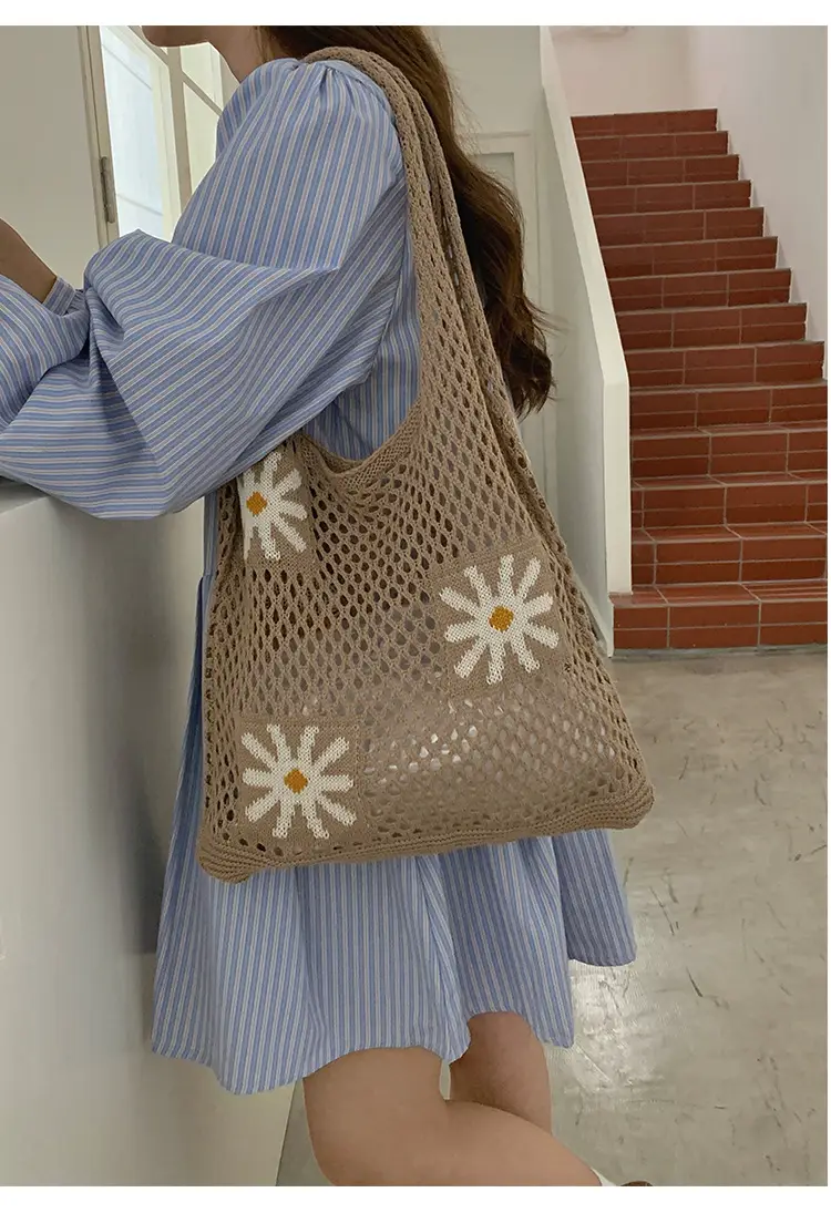 Women's Knitted Flower Shoulder Bag Large Capacity — feature 13