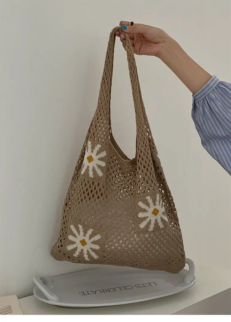 Women's Knitted Flower Shoulder Bag Large Capacity — feature 14
