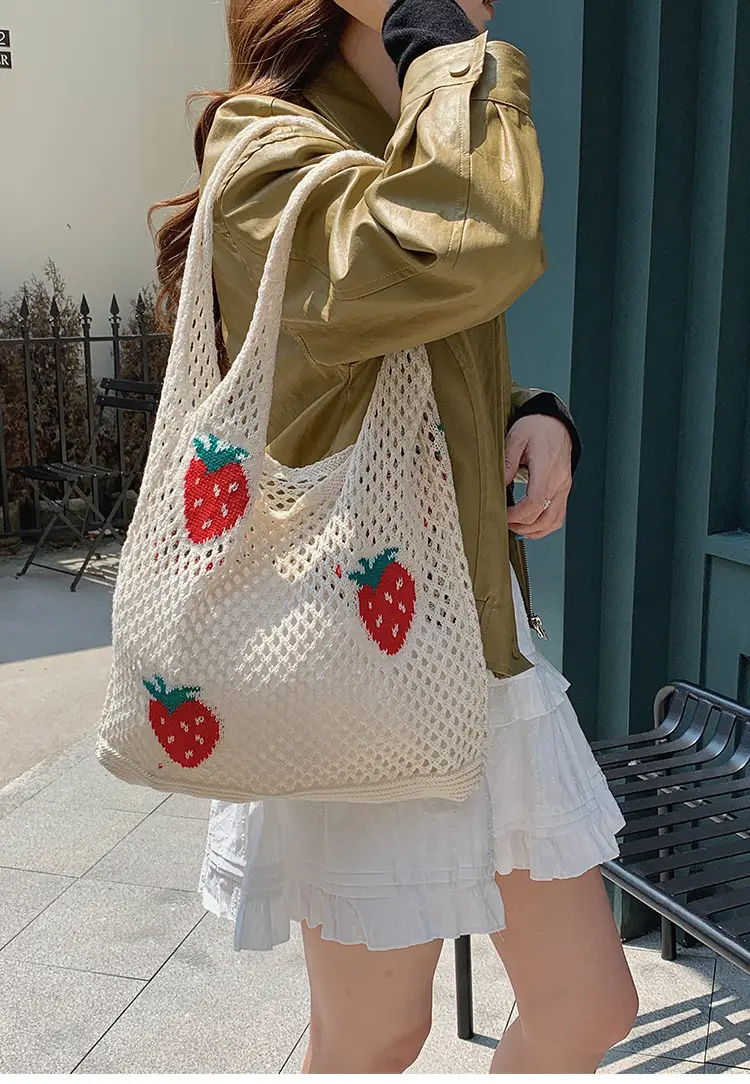 Women's Knitted Flower Shoulder Bag Large Capacity — feature 9