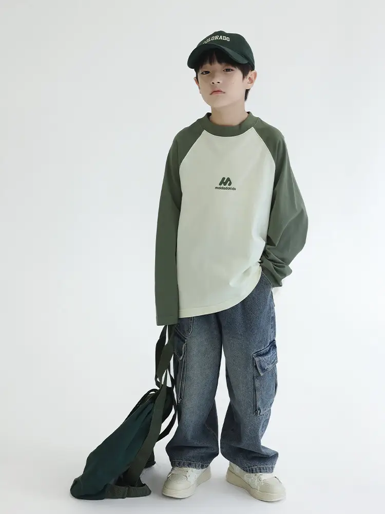 Panda Yuanyuan Boys Raglan Sleeve T-Shirt Green White Cotton - Image 5