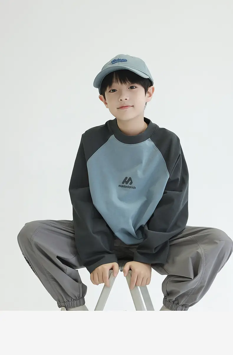 Panda Yuanyuan Boys Raglan Sleeve T-Shirt Green White Cotton — feature 33