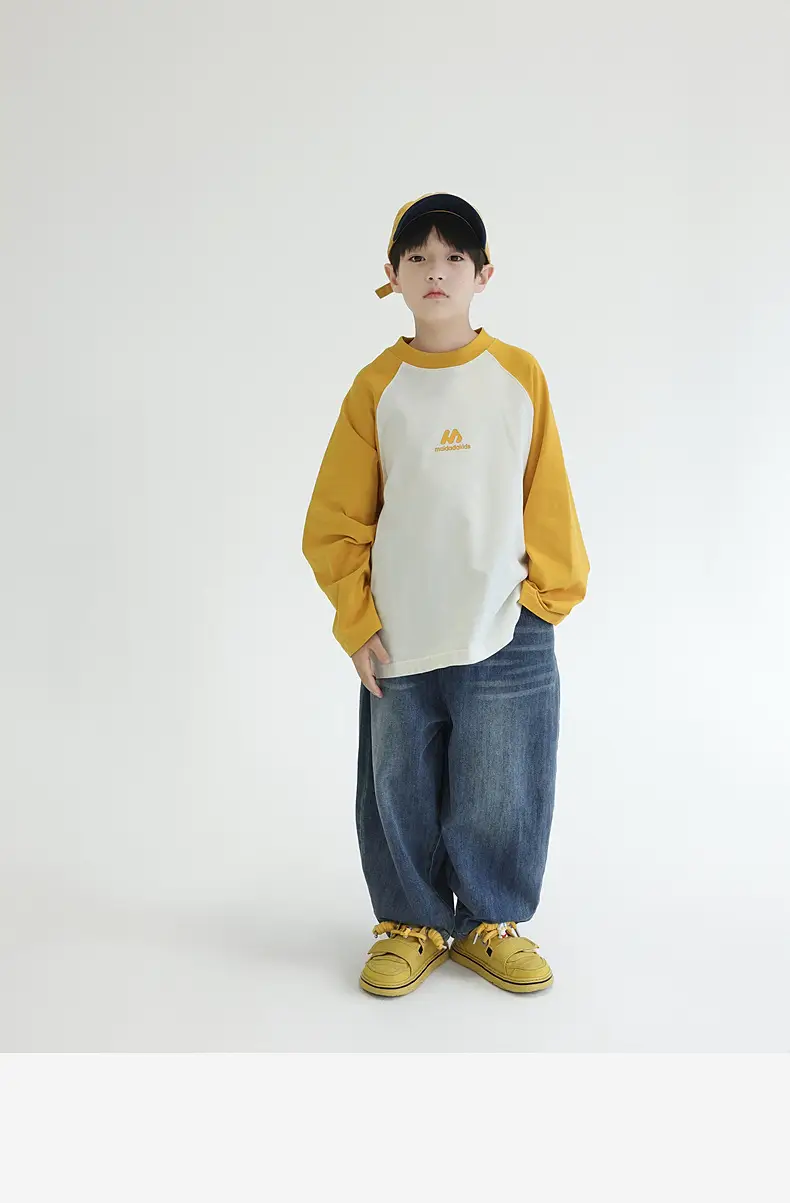 Panda Yuanyuan Boys Raglan Sleeve T-Shirt Green White Cotton — feature 39